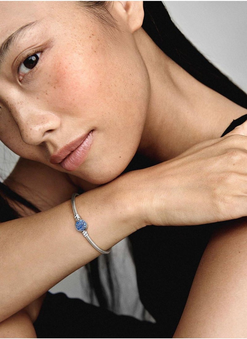 Pandora Moments Sparkling Blue Disc Clasp Bracelet