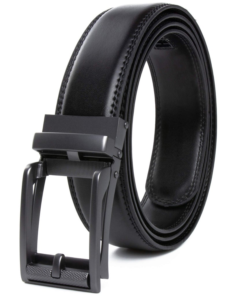 Contacts Genuine Leather Belt for Men with Easier Adjustable Autolock Buckle - Micro Adjustable Belt Fit Everywhere |Formal & Casual | Elegant Gift Box (15-Black-Waist Size Fit from 28" to 42") - Image 1