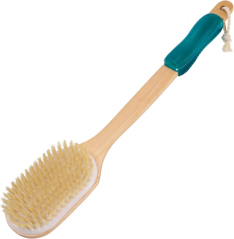 OWIIZI Back Scrubber for ShowerStiff Boar Bristles Wooden Curved Long Handle Antiskid Body Bath Brush for Back Use Wet or DryDeep Cleanse Large Surface Back Scrub Brush - Image 3