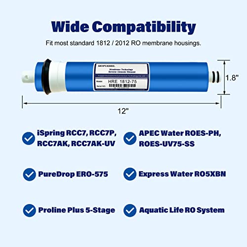 MOPUEHEL 75 GPD RO Membrane Filter Replacement, Reverse Osmosis Membranes, Compatible for iSpring RCC7 / RCC7AK / RCC7P / RCC7P-AK / RCC7D / RCC7U, APEC ROES-UV75-SS/ROES-UV75 / ROES-PH75 (1 Pack) - Image 4