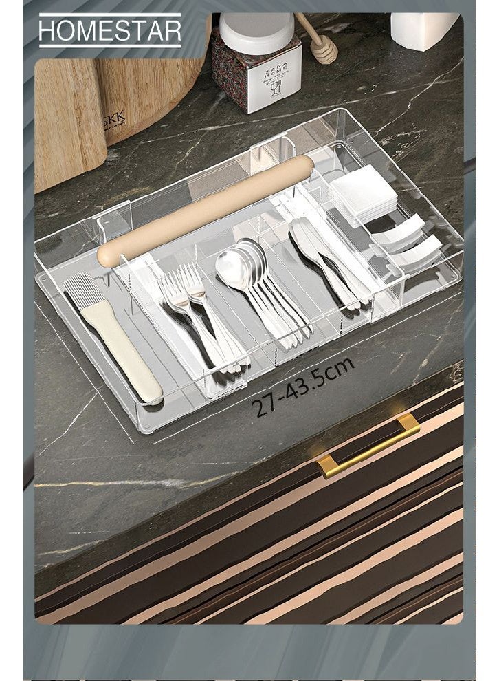 هومستر علبة أدوات قابلة للتوسع لدرج ، حامل الأدوات القابلة للتعديل وأدوات الطعام ، المدمجة البلاستيكية لدرج عقد ملعقات شوك سكاكين - Image 4