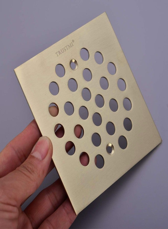 TRUSTMI 4-1/4 Inch Screw-in Shower Drain Cover Replacement Square Floor Drainer Grate,Brushed Gold - Image 5