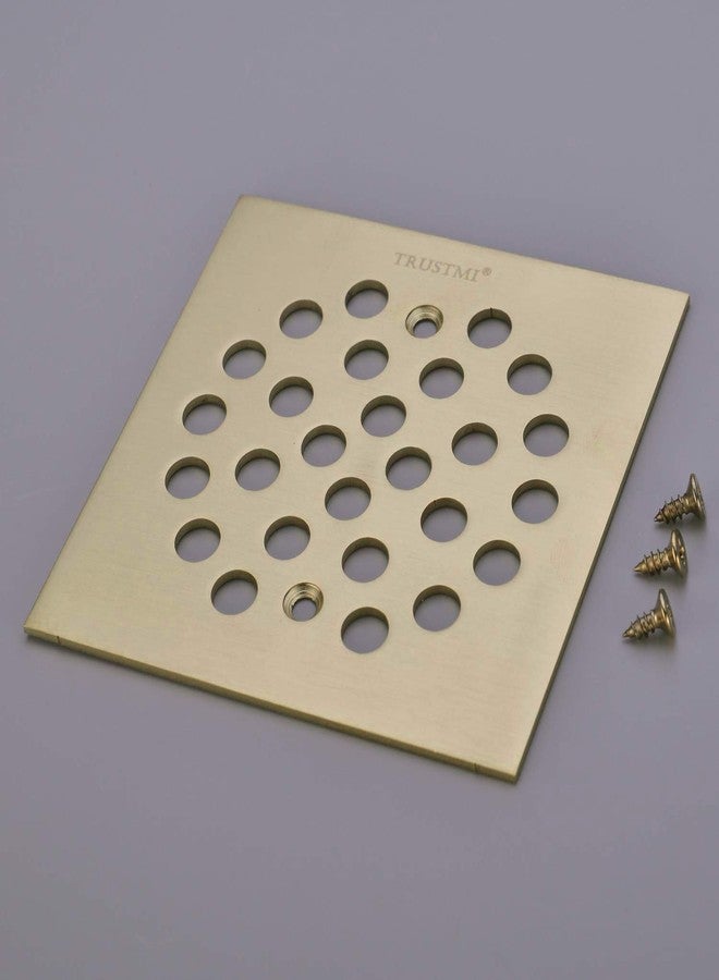 TRUSTMI 4-1/4 Inch Screw-in Shower Drain Cover Replacement Square Floor Drainer Grate,Brushed Gold - Image 4