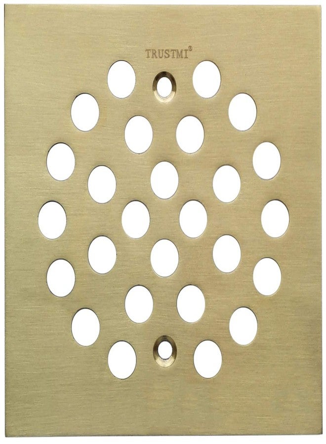 TRUSTMI 4-1/4 Inch Screw-in Shower Drain Cover Replacement Square Floor Drainer Grate,Brushed Gold - Image 1