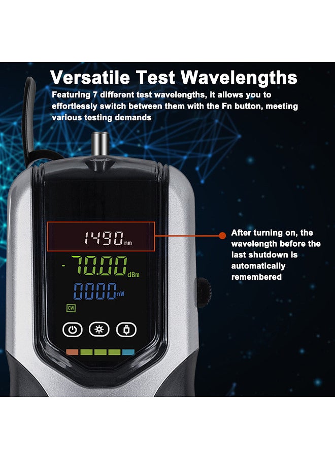 Generic - Handheld Optical Power Meter Rechargeable Fiber Optic Power Tester LCD Display Support 7 Test Wavelengths with LED Light - Image 1