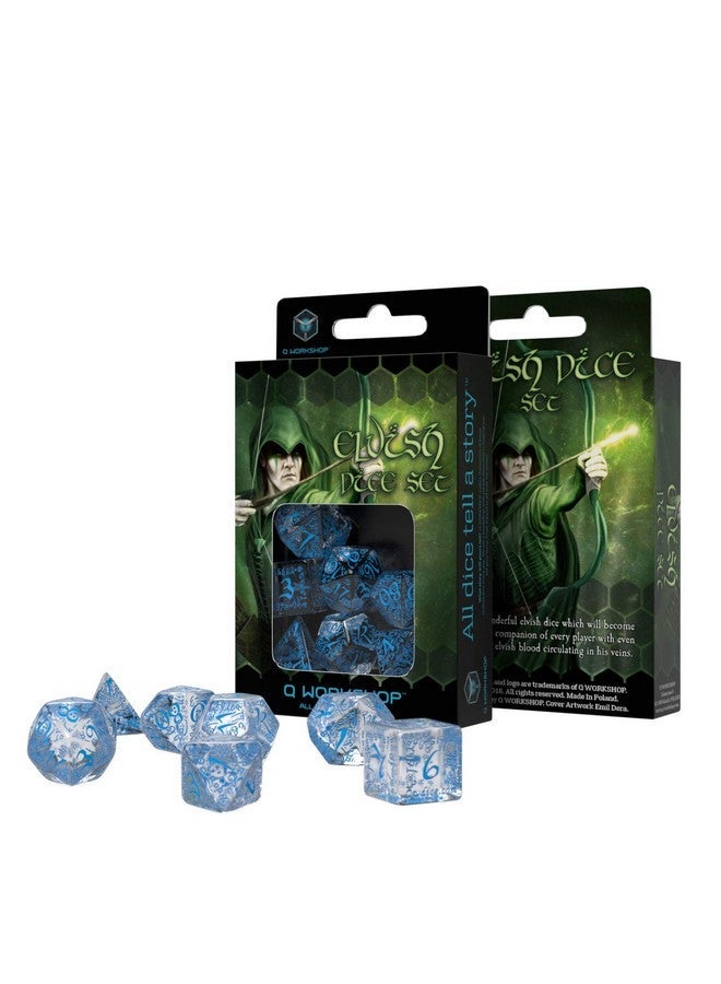 Q WORKSHOP Elvish Dice Transparent/Blue (7) - Image 2