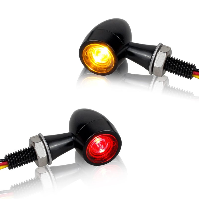 QUASCO Universal Motorcycle Turn Signals AmberRed LED Turn Signal Kit Rear Mini Blinkers Compatible with Harley Honda Suzuki Triumph Yamaha