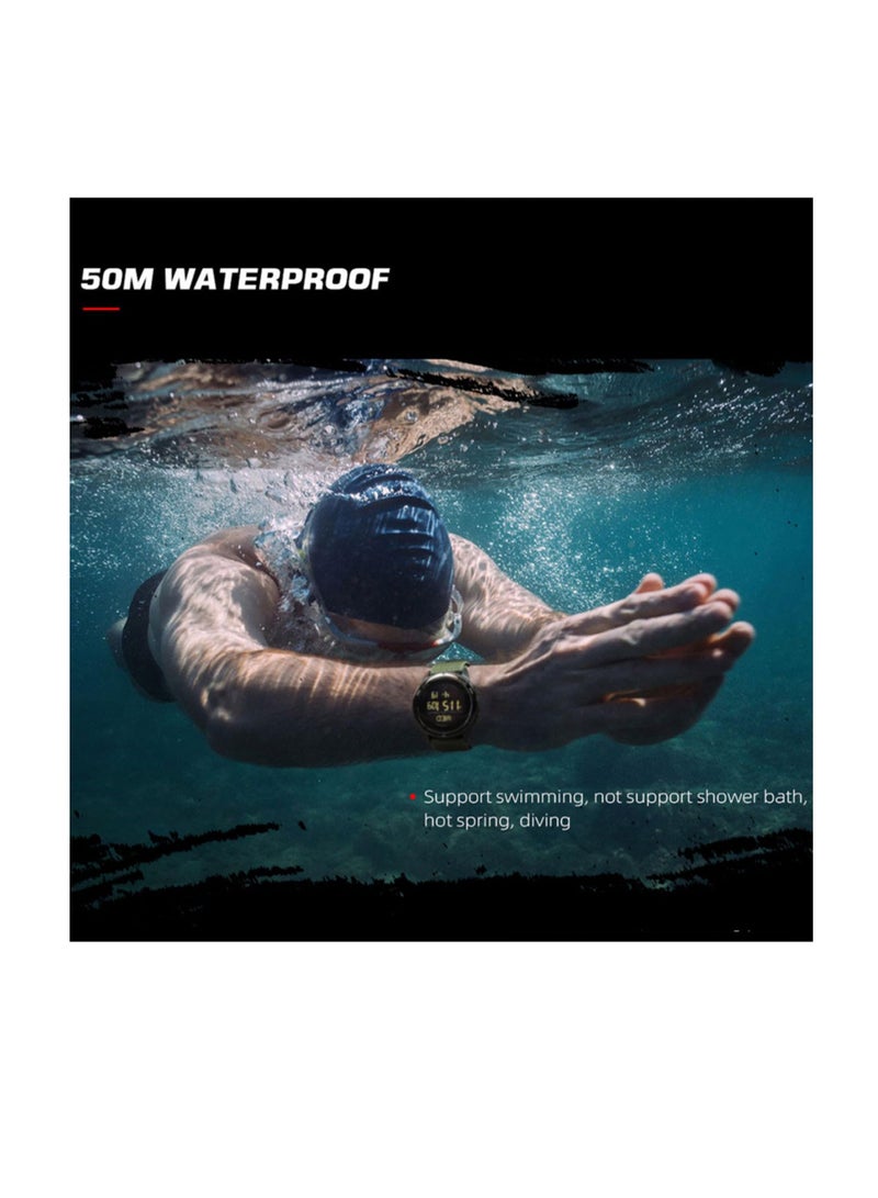 Excefore ساعات تكتيكية للرجال، ساعات رياضية عسكرية مع هيكل من ألياف الكربون، ساعة خفيفة الوزن ومقاومة للماء للنساء والرجال، ساعات لياقة رقمية مع بوصلة، عداد خطوات، ميتronome، 5ATM، سوداء - Image 5