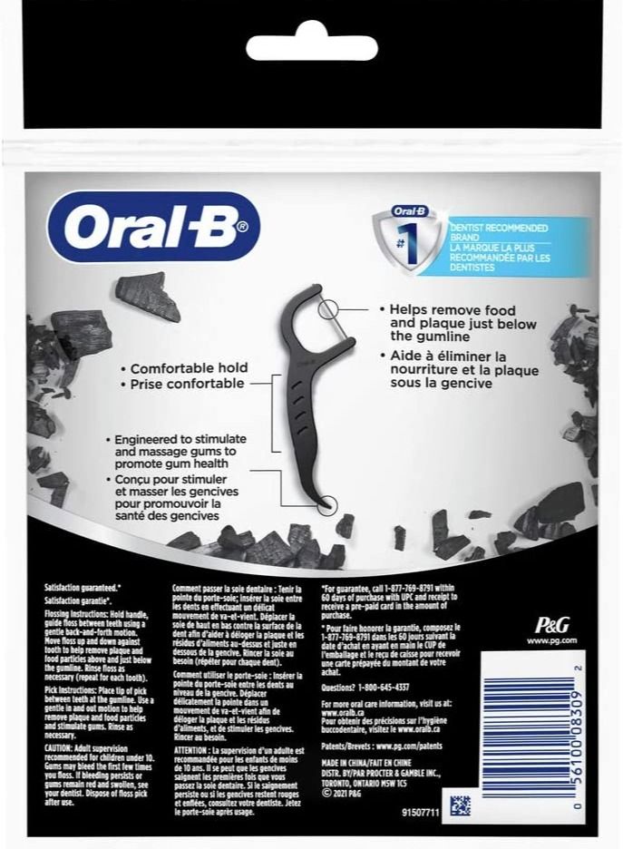 Oral-B Charcoal Infused Mint Dental Floss Picks 75 Count - Image 4