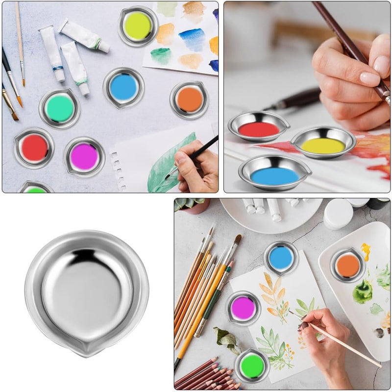 WOONEKY 30pcs Stainless Steel Manicure Mixing Palette with Spout Nail Art Tray for Professional Nail Polish and Watercolor Paint Mixing - Image 4