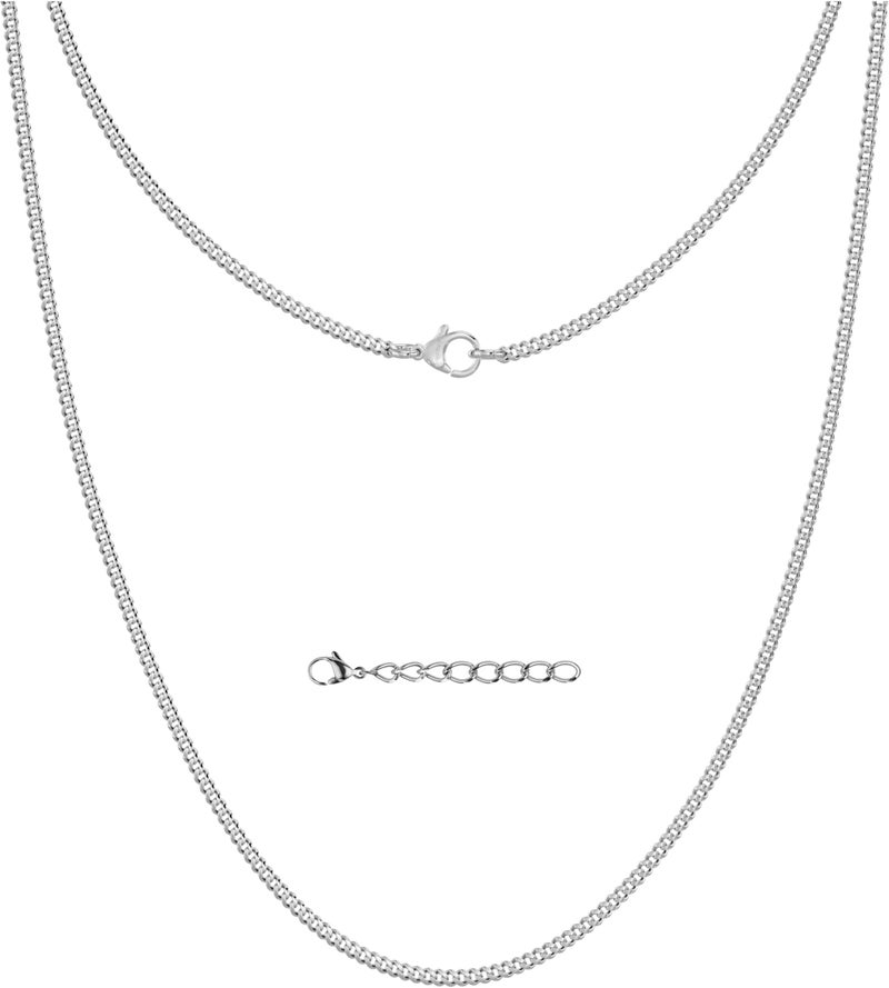 Silvadore 2Mm Mens Silver Chains Necklace - Stainless Steel Cuban Diamond-Cut Thin Links - Jewelry - 24 Inch / 61Cm - Image 1