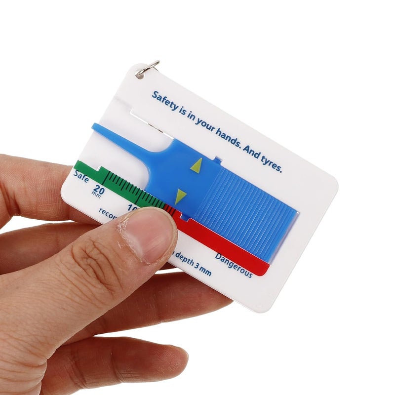 مقياس عمق مداس ��لإطارات من ياردوي، مسطرة قياس أخاديد الإطارات، قطعتان أزرق وأصفر للسيارات لصيانة سلامة المركبات - Image 3
