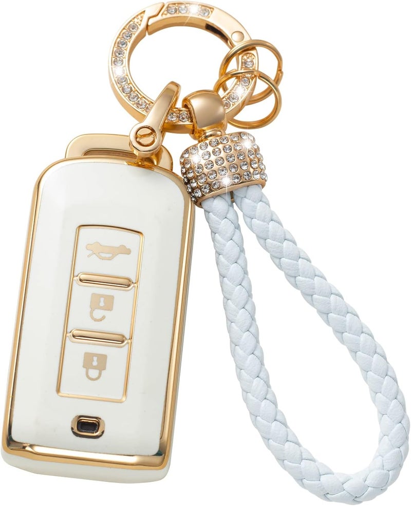 Gematay - Mitsubishi Key Protector Cover with Keychain Lanyard Compatible with 3 Buttons Outlander Lancer Eclipse Mirage Keyless - Image 1