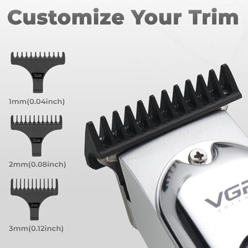VGR Men's Cordless Professional Hair Clipper Runtime: 120 Min Trimmer with 3 Guide Combs (Silver), Standard - Image 3
