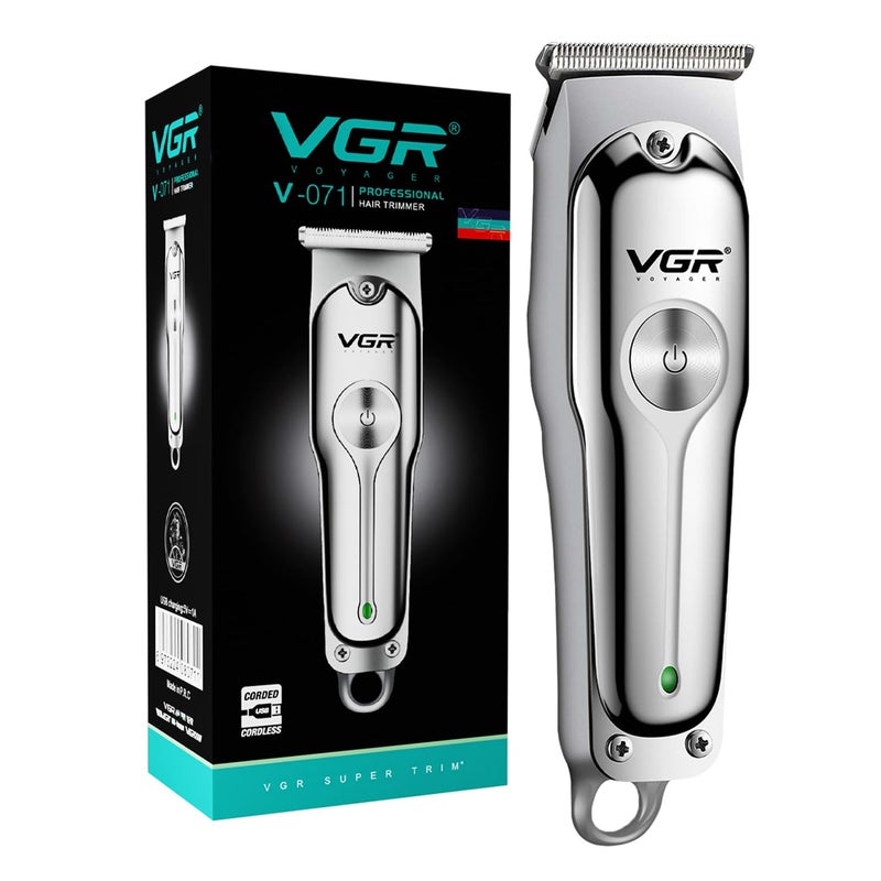 VGR Men's Cordless Professional Hair Clipper Runtime: 120 Min Trimmer with 3 Guide Combs (Silver), Standard - Image 1