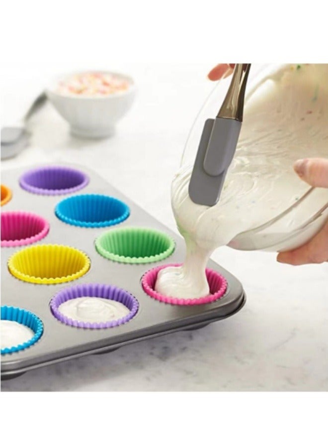 12 Pcs Silicone Cupcake Baking Cup Set Multicolour  - Image 2