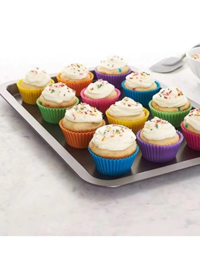 12 Pcs Silicone Cupcake Baking Cup Set Multicolour  - Image 5