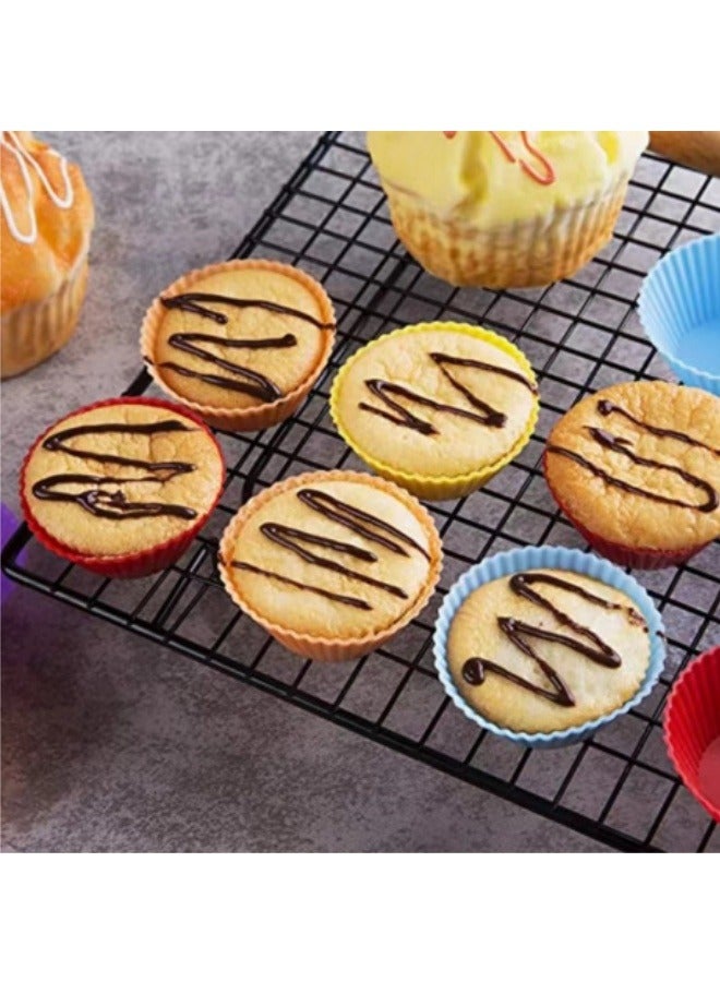 12 Pcs Silicone Cupcake Baking Cup Set Multicolour  - Image 4