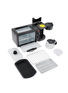 sokany 3 In 1 Multi-Functional Breakfast Machine, Non-Stick Griddle, Oven Tray, Coffee Machine 1250W SK-145 Black  - Image 1