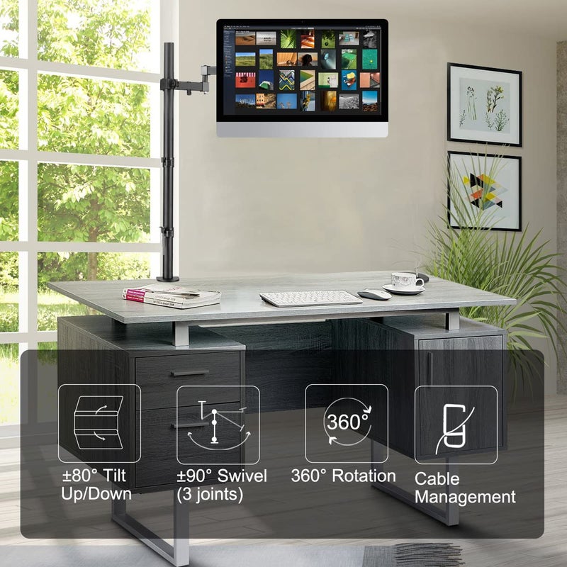 Bracwiser MD7821 PC Screen Arm for LCD LED Screen 13-32 Inches (80 cm Height), VESA 75/100 mm, 90° Rotation, 360° Stand, Stand - Image 2