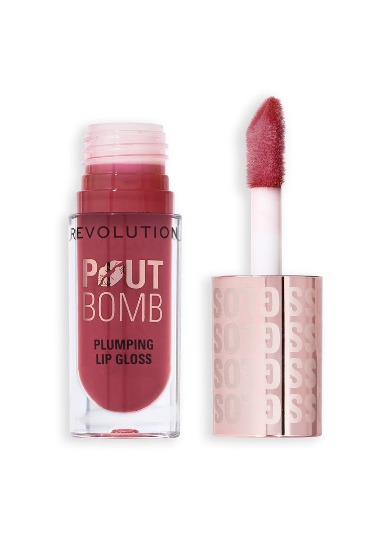 REVOLUTION Makeup Revolution Pout Bomb Plumping Lip Gloss – Wild Mauve Pink - Image 2