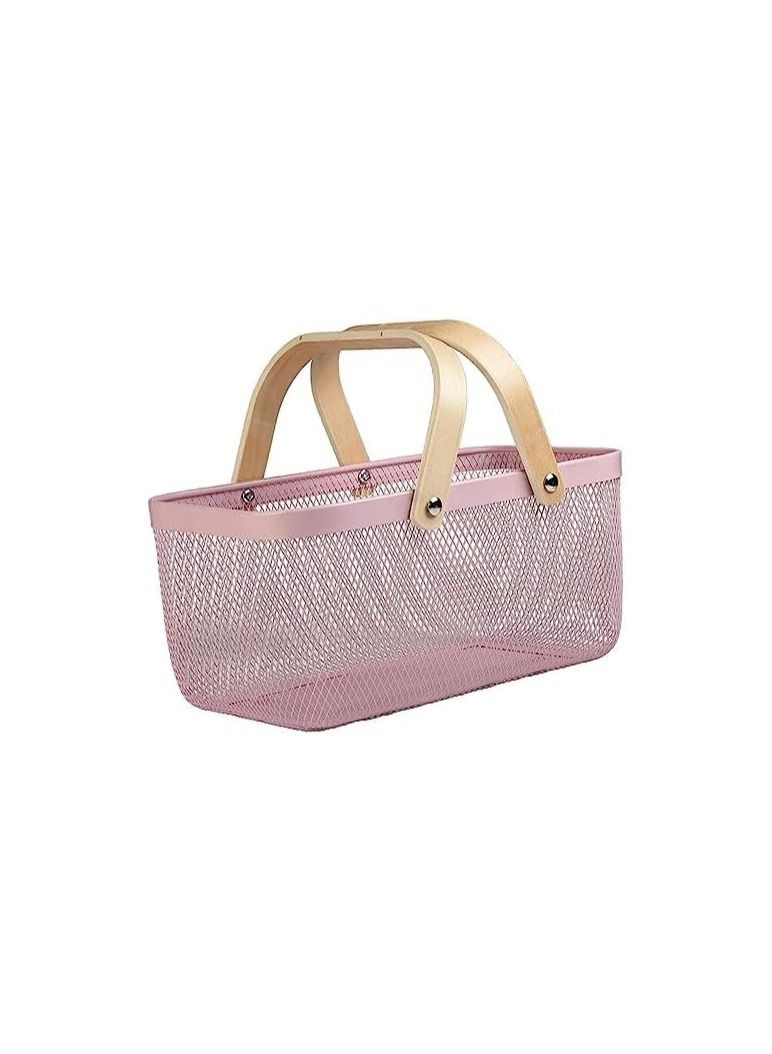 Basket for Pantry Storage and Organization Mesh Basket with Bamboo Handles Multi functional Hanging Basket Food Storage Organization for Kitchen and Garden Harvest - Image 1