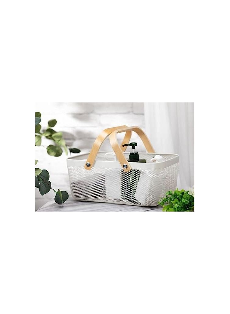 Basket for Pantry Storage and Organization Mesh Basket with Bamboo Handles Multi functional Hanging Basket Food Storage Organization for Kitchen and Garden Harvest - Image 2