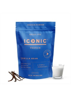 Protein Powder, Vanilla Bean - Sugar Free, Low Carb Protein Powder - Lactose Free, Gluten Free, Non-GMO - 20g Grass Fed Whey & Casein Protein - Keto Friendly, 1 lb Pouch (18 Servings)