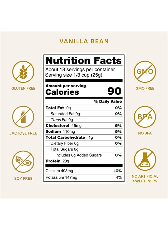 Iconic - Protein Powder, Vanilla Bean - Sugar Free, Low Carb Protein Powder - Lactose Free, Gluten Free, Non-GMO - 20g Grass Fed Whey & Casein Protein - Keto Friendly, 1 lb Pouch (18 Servings) - Image 1