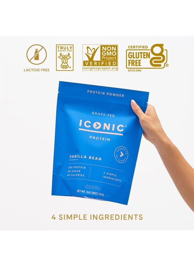 Iconic - Protein Powder, Vanilla Bean - Sugar Free, Low Carb Protein Powder - Lactose Free, Gluten Free, Non-GMO - 20g Grass Fed Whey & Casein Protein - Keto Friendly, 1 lb Pouch (18 Servings) - Image 1