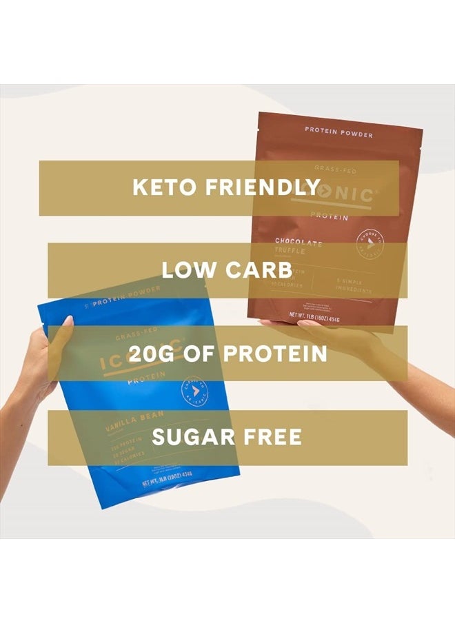 Iconic - Protein Powder, Vanilla Bean - Sugar Free, Low Carb Protein Powder - Lactose Free, Gluten Free, Non-GMO - 20g Grass Fed Whey & Casein Protein - Keto Friendly, 1 lb Pouch (18 Servings) - Image 1