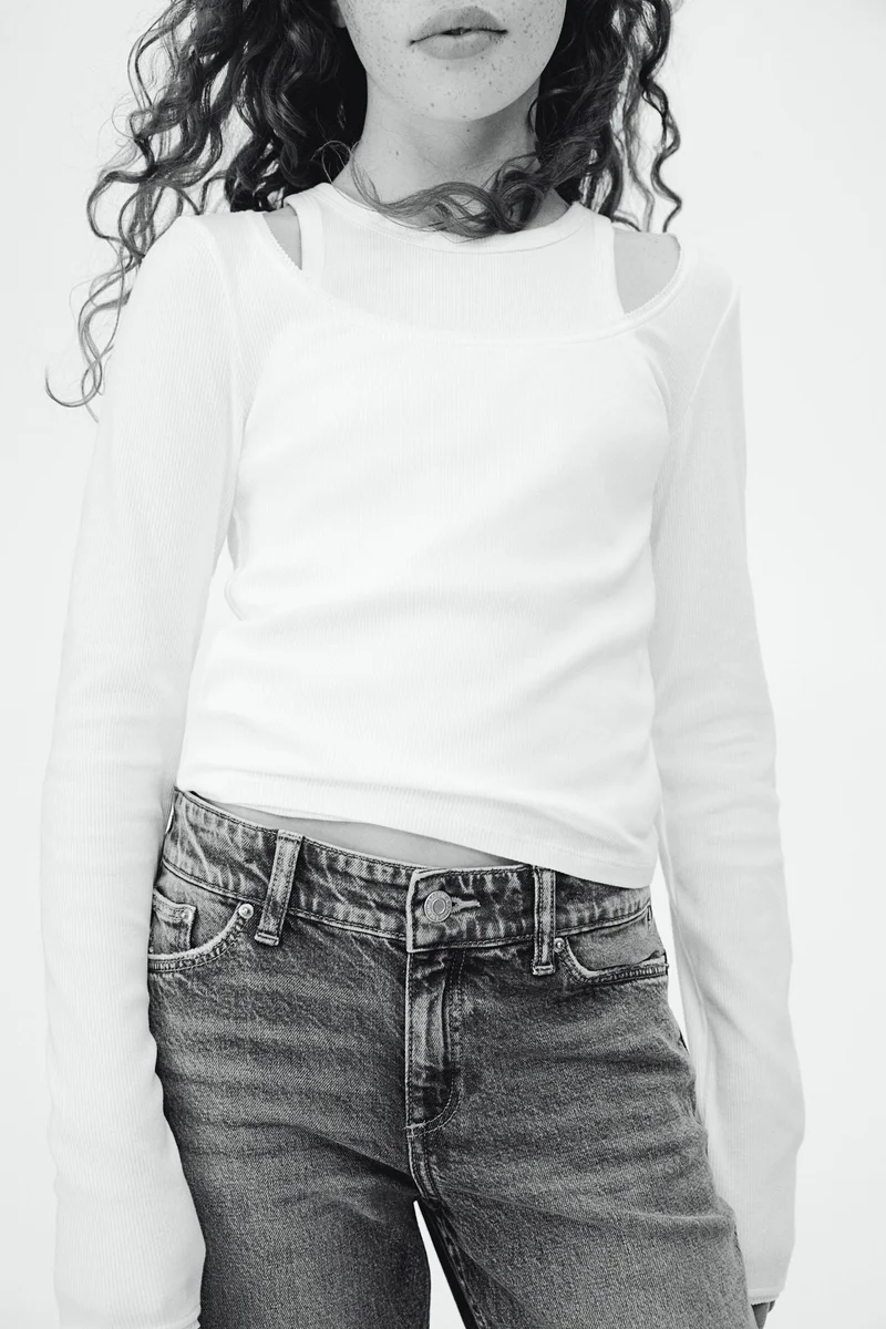 H&M Picot-Trimmed Ribbed Top