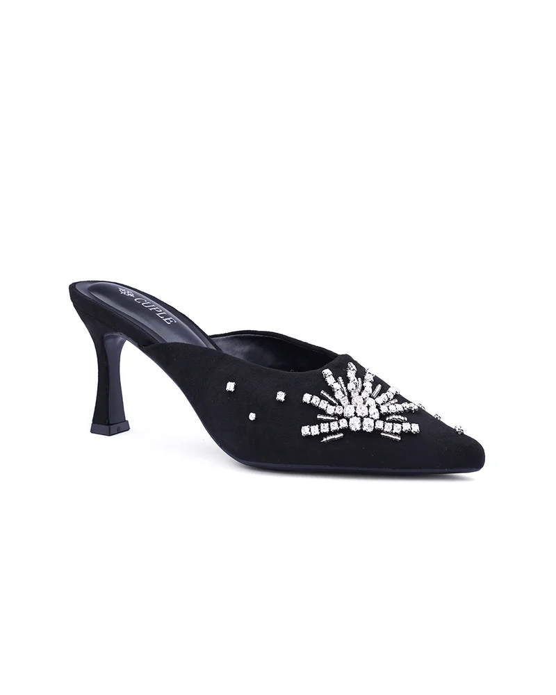 Womens embellished heeled mules