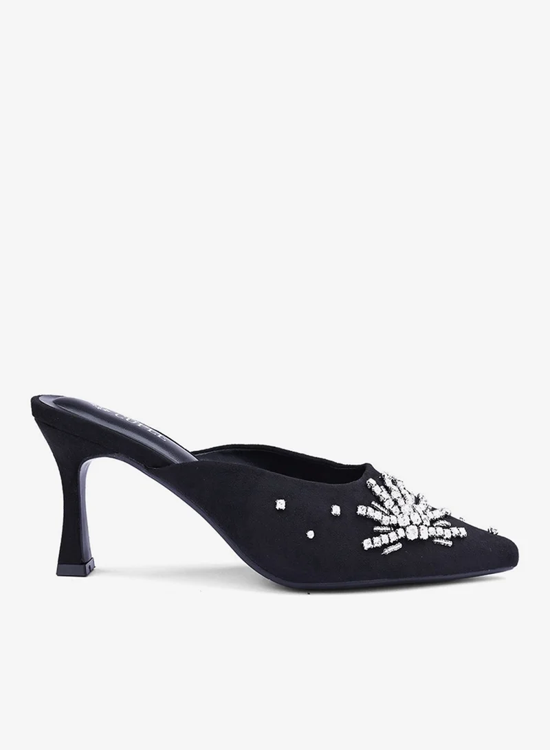 Cuple Womens embellished heeled mules
