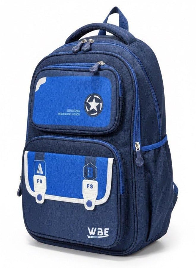 CARAXIS School Bags for Unisex 2-12 Year Stylish Durable 3D Backpack Shoulder School Bags for Unisex Birthday Gift for children,School Bag Foldable Bag Waterproof (Casual Blue) - Image 1