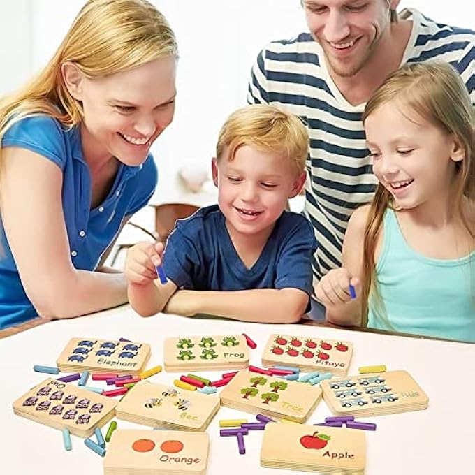 WOODEN COUNTING PEG BOARD - MONTESSORI MATH AND NUMBERS FOR KIDS, PRESCHOOL EARLY EDUCATIONAL TOY, MANIPULATIVES MATERIALS - Image 2