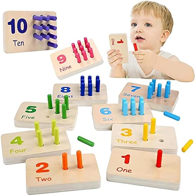 WOODEN COUNTING PEG BOARD - MONTESSORI MATH AND NUMBERS FOR KIDS, PRESCHOOL EARLY EDUCATIONAL TOY, MANIPULATIVES MATERIALS - Image 1