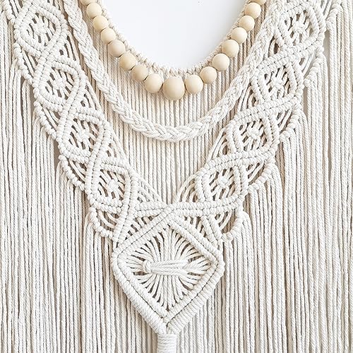 Achart Macrame Wall Hanging Large- Boho Wall Decor- large wall art- Wall Decor Living Room- Macrame Tapestry Boho Decor for Bedroom (Wooden Bead) - Image 3