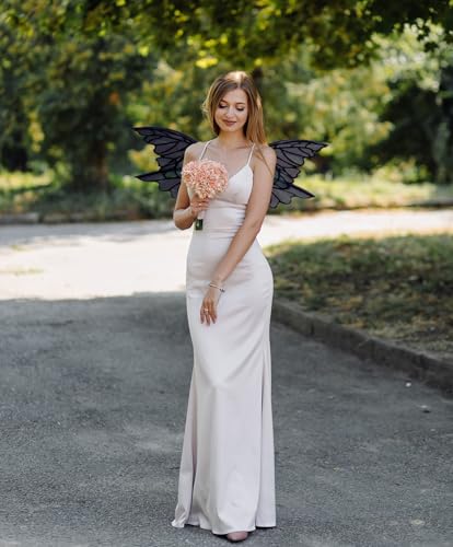 YKW Butterfly Fairy Wings for Adults, Fairy Wings for Women Accessories, Ideal for Cosplay, Halloween and Dress-Up Parties Black - Image 4