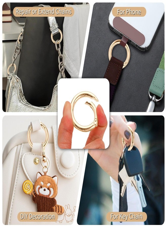 Gkeygo Key Ring Clip, 1 Inch Keychain Rings, 8 Pack Round Carabiner Clip for Keys, Buckle, Bags, Purses - Key Chain Hooks Replacement Keychains Lanyard DIY Crafts, Light Gold - Image 3