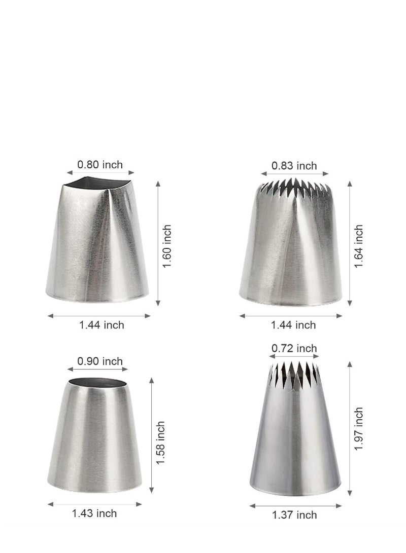 يا كومز 4PCS مجموعة نصائح الأنابيب الكبيرة الإضافية ، Yakumuz الفولاذ المقاوم للصدأ مربع نصائح تجميد جولة ، نصائح ديكور الكعكة للكعك المعجنات فوندانت ديكور الكعك - Image 2