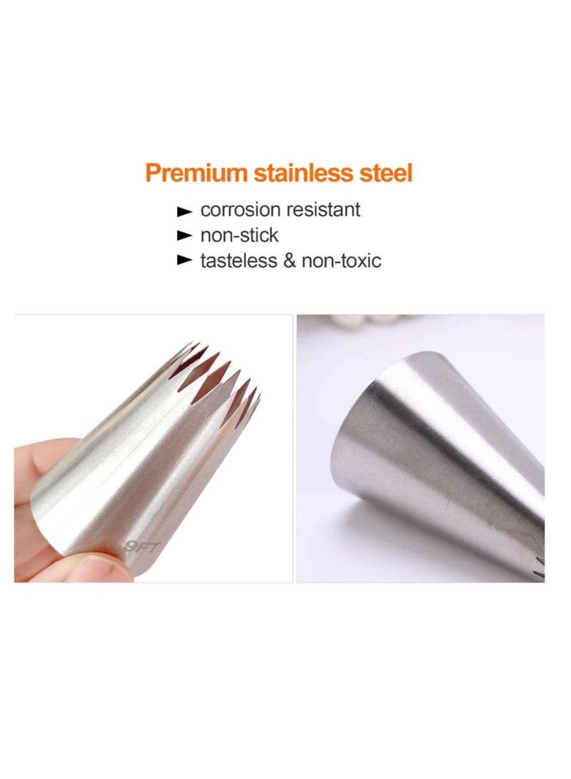 يا كومز 4PCS مجموعة نصائح الأنابيب الكبيرة الإضافية ، Yakumuz الفولاذ المقاوم للصدأ مربع نصائح تجميد جولة ، نصائح ديكور الكعكة للكعك المعجنات فوندانت ديكور الكعك - Image 3