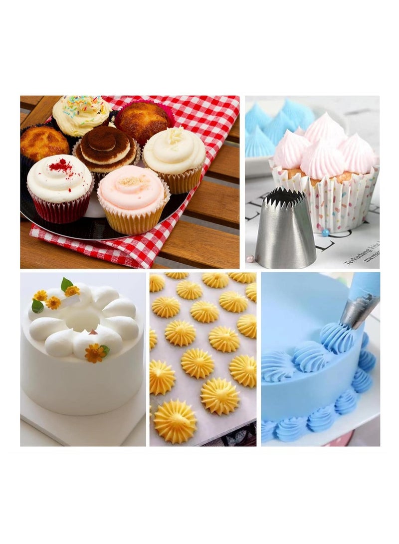 يا كومز 4PCS مجموعة نصائح الأنابيب الكبيرة الإضافية ، Yakumuz الفولاذ المقاوم للصدأ مربع نصائح تجميد جولة ، نصائح ديكور الكعكة للكعك المعجنات فوندانت ديكور الكعك - Image 4