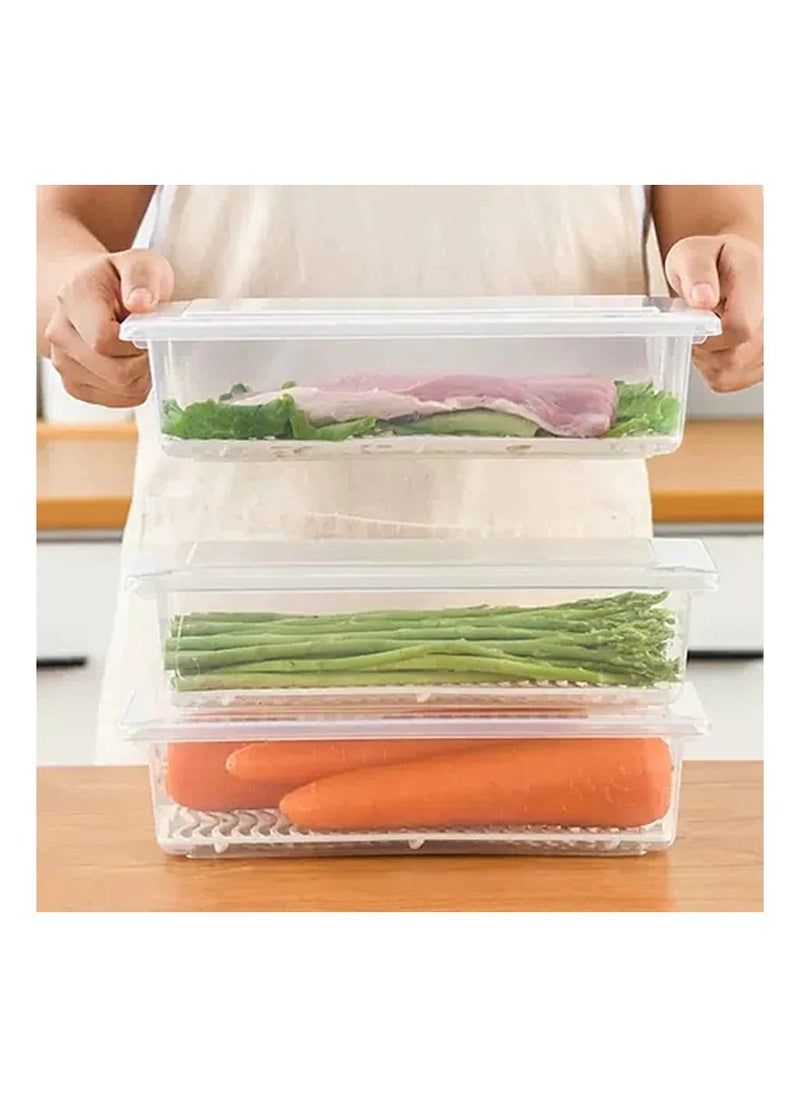 LA FIESTA - Set of 2 Stackable  Freezer Fridge Transparent Food Storage Boxes for Fish Meat Fruits Vegetable and More - Image 1