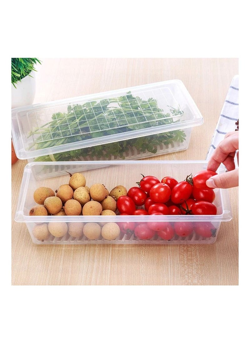LA FIESTA - Set of 2 Stackable  Freezer Fridge Transparent Food Storage Boxes for Fish Meat Fruits Vegetable and More - Image 1