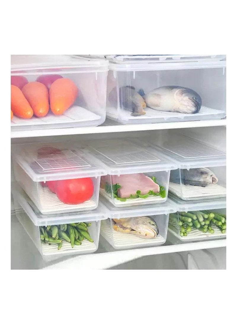 LA FIESTA Set of 2 Stackable  Freezer Fridge Transparent Food Storage Boxes for Fish Meat Fruits Vegetable and More  - Image 4