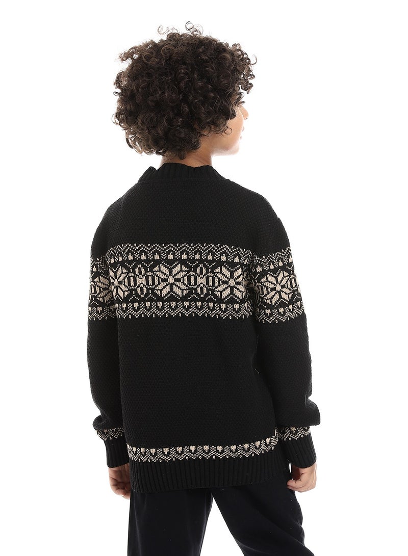 Wool Boys Pullover With Multi Design