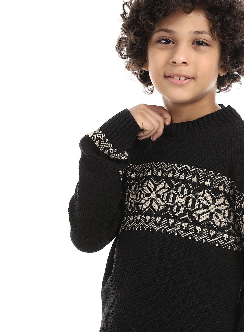 Wool Boys Pullover With Multi Design