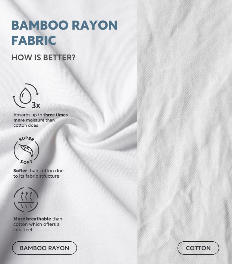 DAVID ARCHY Men's Undershirt Bamboo Rayon Moisture-Wicking White T-Shirts Stretch V-Neck Tees for Men, 3-Pack (L, White) - Image 2