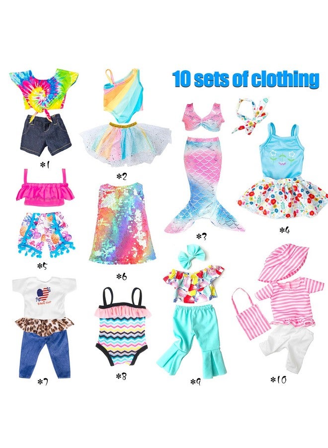 ibayda Fashion 10 Sets 18 inch Doll Clothes and Accessories Play Set inlcude Mermaid Shinning Dress Outfits Bikini Hat Handbag (No Doll) - Image 2